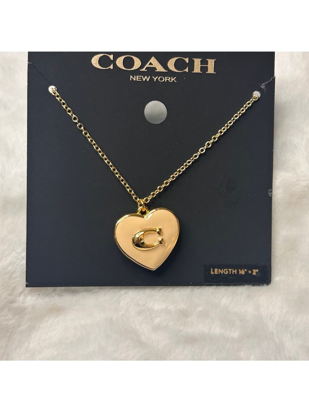 NWT Coach Gold Heart Pendant Locket Necklace